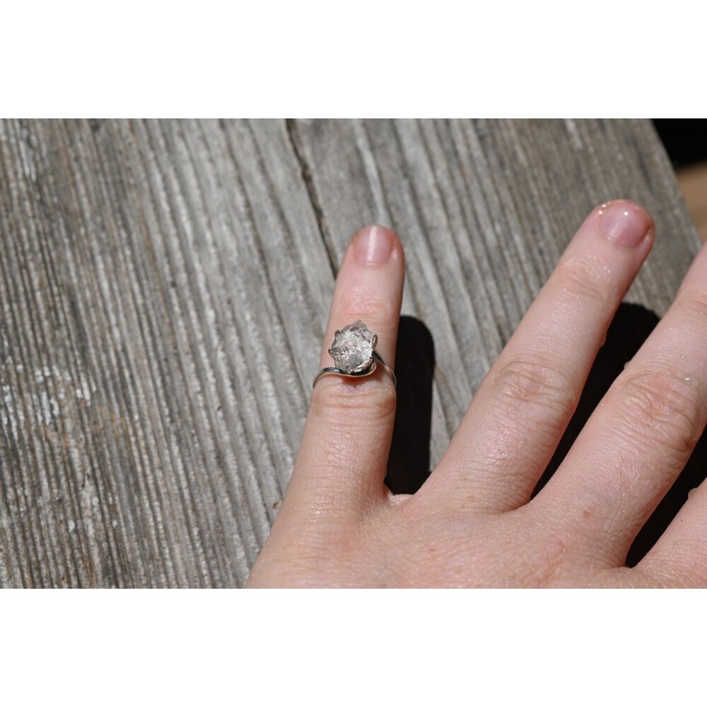 Engagement ring Sterling Silver Lake County Diamond Ring, Rough Raw Diamond , Un